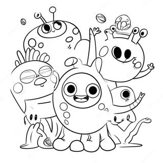 Henry Hugglemonster mit Freunden Ausmalbild | Henry Hugglemonster Ausmalbild