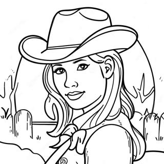 Landmädchen mit Cowboyhut Ausmalbild | Landmädchen Ausmalbild