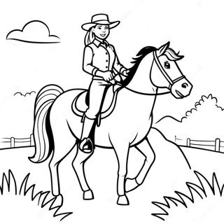 Abenteuerliches Landmädchen Reitendes Pferd Ausmalbild | Landmädchen Ausmalbild