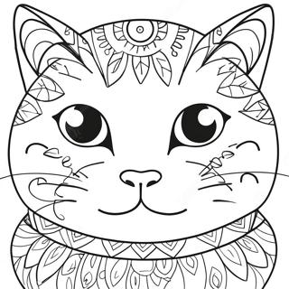 Süßes Katzenkopf Ausmalbild | Katze Gesicht Ausmalbild