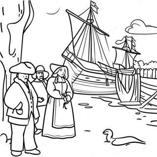 Jamestown Historische Szene Ausmalbild | Jamestown Ausmalbild