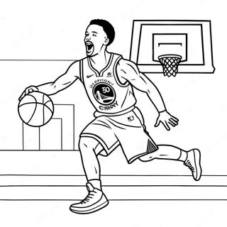 Steph Curry wirft einen Dreipunktewurf Ausmalbild | Steph Curry Ausmalbild