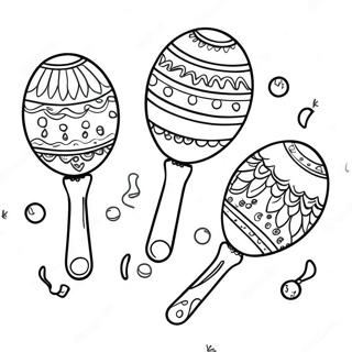 Bunte Maracas in einer Fiesta Ausmalbild | Maracas Ausmalbild