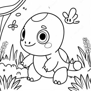 Niedlicher Turtwig im Garten Ausmalbild | Turtwig Ausmalbild