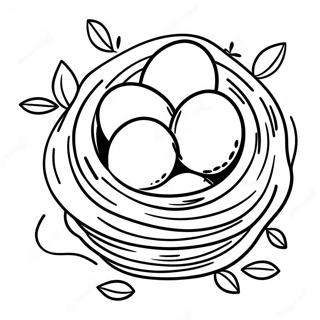 Vogelnest mit bunten Eiern Ausmalbild | Vogelnest Ausmalbild