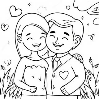 Niedliches wahres Liebespaar Ausmalbild | Wahre Liebe Ausmalbild