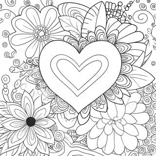 Herzen und Blumen Ausmalbild | Herzen und Blumen Ausmalbild