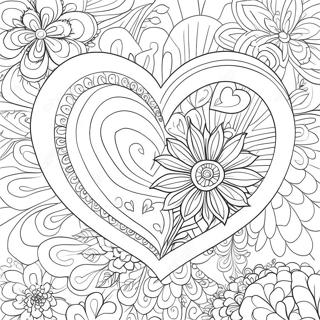 Bunte Herzen und lebendige Blumen Ausmalbild | Herzen und Blumen Ausmalbild