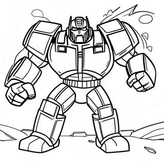 Ironhide in Kampfpose Ausmalbild | Eisenhaut Ausmalbild