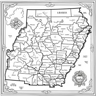 Ausmalbild der Karte von Arkansas | Arkansas Ausmalbild