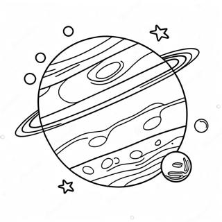 Bunter Jupiter mit Monden Ausmalbild | Jupiter Ausmalbild