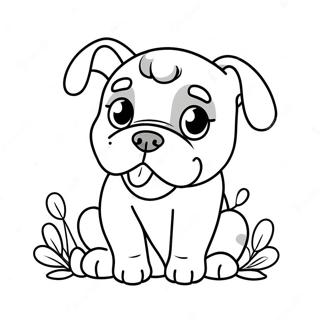 Niedlicher Bulldoggenwelpe Ausmalbild | Bulldogge Ausmalbild