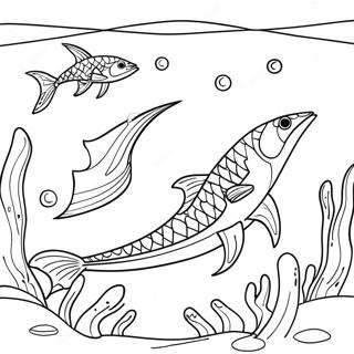 Schwertfisch schwimmt im Ozean Ausmalbild | Schwertfisch Ausmalbild