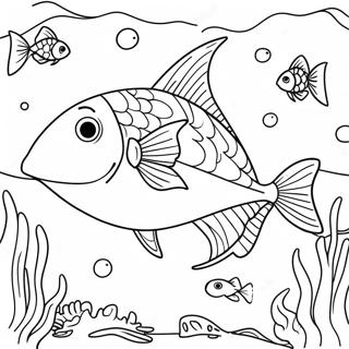 Bunte Schwertfisch Unterwasserszene Ausmalbild | Schwertfisch Ausmalbild