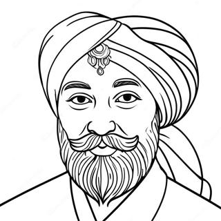Bunter Sikh Turban Ausmalbild | Sikh Ausmalbild