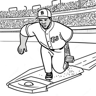Jackie Robinson rutscht ins Home Plate Ausmalbild | Jackie Robinson Ausmalbild