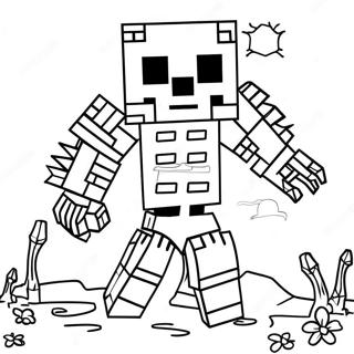 Gruseliges Minecraft Mutantenskelett Ausmalbild | Minecraft Mutiertes Skelett Ausmalbild