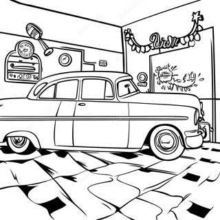 50er Jahre Retro Diner Ausmalbild | 50er Ausmalbild