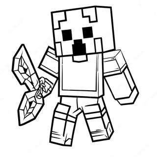 Minecraft Steve in glänzender Diamant-Rüstung Ausmalbild | Diamant Rüstung Minecraft Steve Ausmalbild