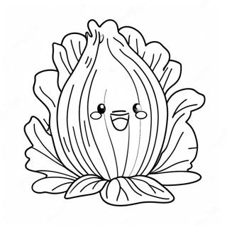 Niedliches Cartoon-Salat Ausmalbild | Salat Ausmalbild