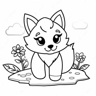 Süßer Minecraft Fuchs mit Blumen Ausmalbild | Minecraft Fuchs Ausmalbild
