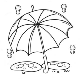 Süßer Regenschirm und Regentropfen Ausmalbild | Aprilregen Ausmalbild
