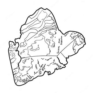 Umriss des Bundesstaates Maine Ausmalbild | Maine Ausmalbild