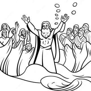 Moses teilt das Rote Meer Ausmalbild | Altes Testament Ausmalbild
