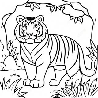 Majestätischer weißer Tiger im Dschungel Ausmalbild | Weißer Tiger Ausmalbild