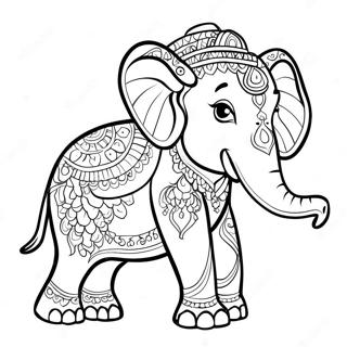 Bunter thailändischer Elefant Ausmalbild | Thailand Ausmalbild