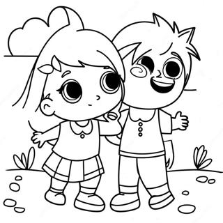 Verspielter Bruder und Schwester Ausmalbild | Bruder und Schwester Ausmalbild