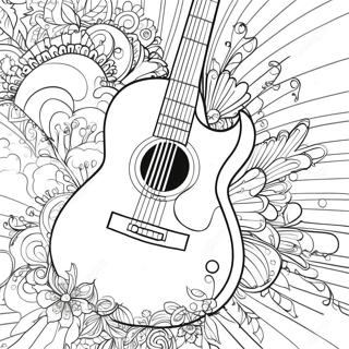 Buntes Gitarren Ausmalbild | Instrument Ausmalbild