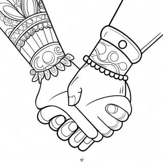 BFFs Hand in Hand Ausmalbild | 3 beste Freunde Ausmalbild