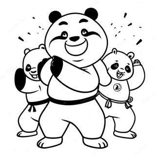 Po und Freunde Kung Fu Ausmalbild | Kung Fu Panda 3 Ausmalbild