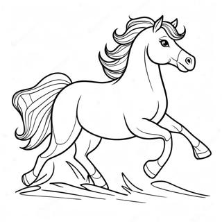 Schönes Paint Horse galoppierendes Ausmalbild | Fleckpferd Ausmalbild