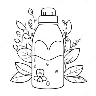Niedliche Wasserflasche mit Blumen Ausmalbild | Wasserflasche Ausmalbild
