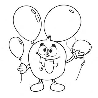 Lustiges Maskottchen mit Ballons Ausmalbild | Maskottchen Ausmalbild