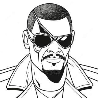Nick Fury mit Augenklappe Ausmalbild | Nick Fury Ausmalbild