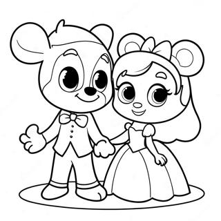 Niedliche Disney Paare Valentinstag Ausmalbild | Disney Valentinstag Ausmalbild
