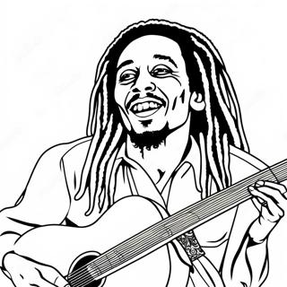 Bob Marley mit Gitarre Ausmalbild | Bob Marley Ausmalbild
