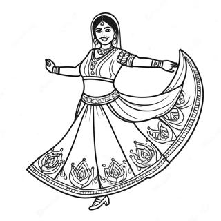 Indisches Mädchen tanzt im Lehenga Ausmalbild | Indisches Mädchen Ausmalbild