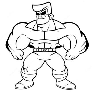 Johnny Bravo mit flexenden Muskeln Ausmalbild | Johnny Bravo Ausmalbild