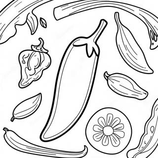 Würzige Chili-Paprika Ausmalbild | Chili-Schote Ausmalbild