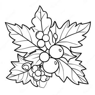 Stechpalmenblätter und Beeren Ausmalbild | Stechpalme Ausmalbild
