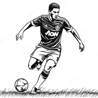 Manchester United Spieler dribbelt Ausmalbild | Manchester United Ausmalbild