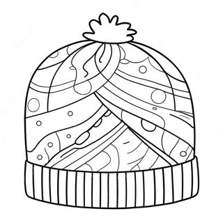 Gemütliche Wintermütze Ausmalbild | Wintermütze Ausmalbild