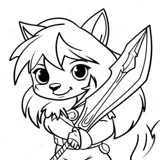 Männlicher Anime Wolf Junge mit Schwert Ausmalbild | Männlicher Anime Wolf Junge Ausmalbild