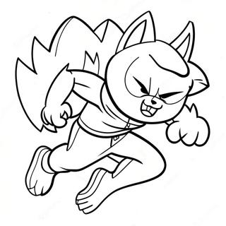 Cooler männlicher Anime Wolf Junge in Aktion Ausmalbild | Männlicher Anime Wolf Junge Ausmalbild