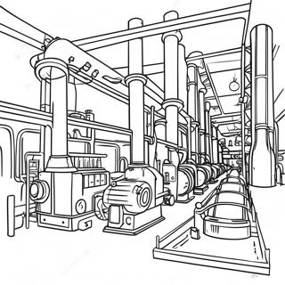 Industrielle Revolution Fabrikszene Ausmalbild | Industrielle Revolution Ausmalbild
