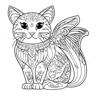 Flügelkatze Ausmalbild | Geflügelte Katze Ausmalbild